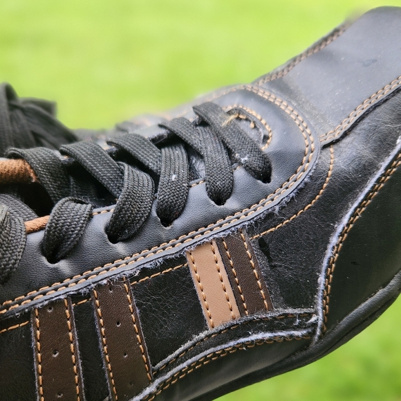 PERRY ELLIS Portfolio LEATHER Sneakers Shoes (4 Leather STRIPES) Men SIZE 9 WIDE - Picture 10 of 10